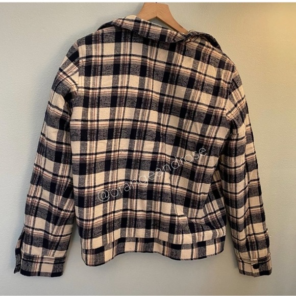 Jenni Kayne Blue Plaid Puffer Quilted Soft Silk Lined Zip Up Bomber Jacket M - Picture 5 of 5